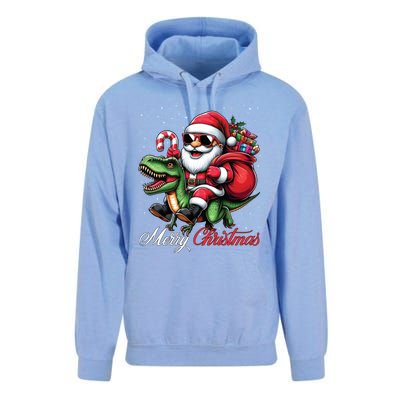 Merry Christmas Santa Claus Riding A T Rex Dinosaur Gift Unisex Surf Hoodie