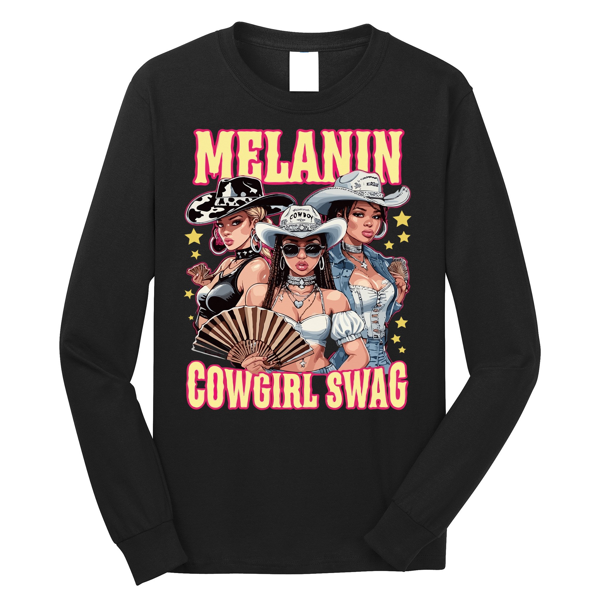 Melanin Cowgirl Swag Black History African Girl Long Sleeve Shirt