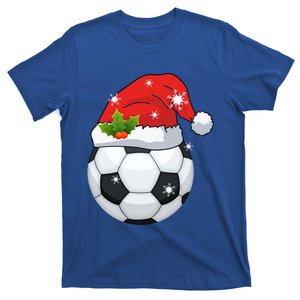 Merry Christmas Soccer Santa Hat Xmas Boys Girls Funny Gift T-Shirt