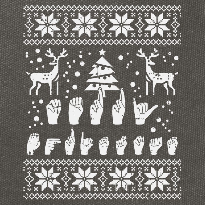 Merry Christmas Sign Language Asl Deaf Ugly Christmas Gift Cotton Canvas Backpack