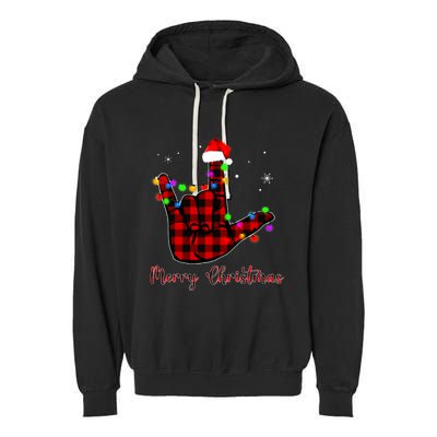 Merry Christmas Sign Language Asl Santa Hat Garment-Dyed Fleece Hoodie
