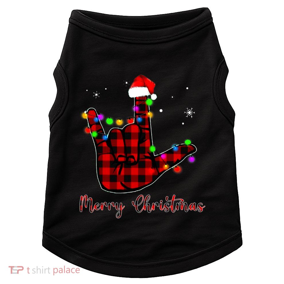 Merry Christmas Sign Language Asl Santa Hat Doggie Tank