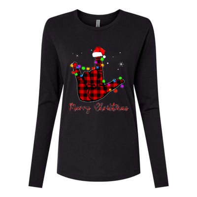 Merry Christmas Sign Language Asl Santa Hat Womens Cotton Relaxed Long Sleeve T-Shirt