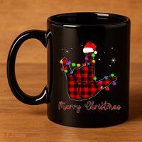 Merry Christmas Sign Language Asl Santa Hat 11oz C Handle Ceramic Mug