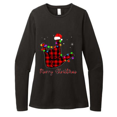 Merry Christmas Sign Language Asl Santa Hat Womens CVC Long Sleeve Shirt