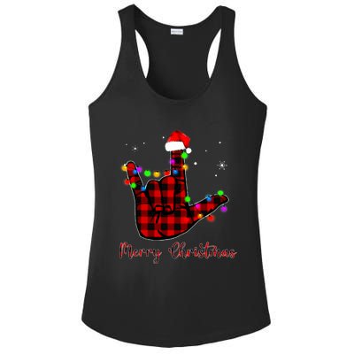 Merry Christmas Sign Language Asl Santa Hat Ladies PosiCharge Competitor Racerback Tank