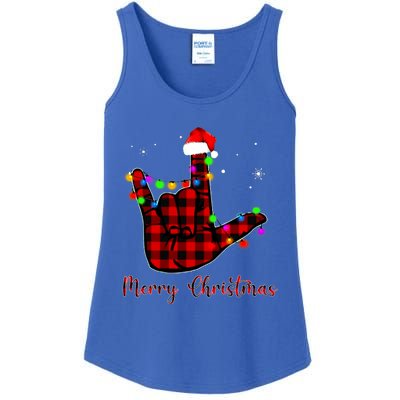 Merry Christmas Sign Language Asl Santa Hat Ladies Essential Tank