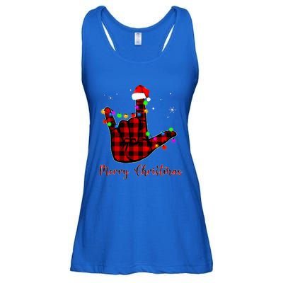 Merry Christmas Sign Language Asl Santa Hat Ladies Essential Flowy Tank