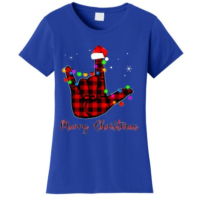 Merry Christmas Sign Language Asl Santa Hat Women's T-Shirt