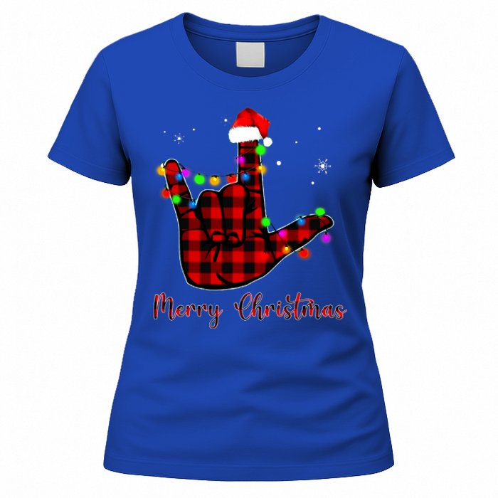 Merry Christmas Sign Language Asl Santa Hat Women's T-Shirt