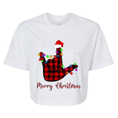 Merry Christmas Sign Language Asl Santa Hat Bella+Canvas Jersey Crop Tee