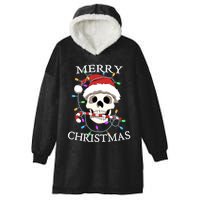 Merry Christmas Skull Skeleton Hooded Wearable Blanket