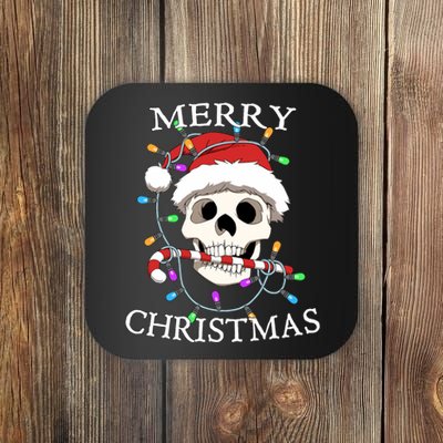 Merry Christmas Skull Skeleton Coaster