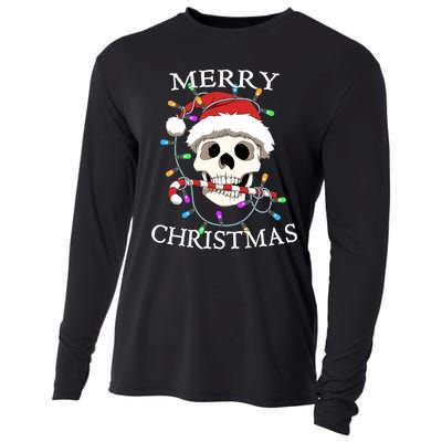 Merry Christmas Skull Skeleton Cooling Performance Long Sleeve Crew