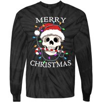 Merry Christmas Skull Skeleton Tie-Dye Long Sleeve Shirt