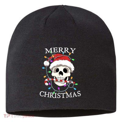 Merry Christmas Skull Skeleton Sustainable Beanie