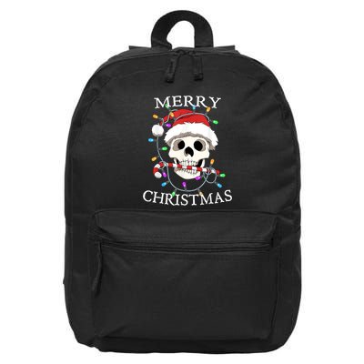 Merry Christmas Skull Skeleton 16 in Basic Backpack