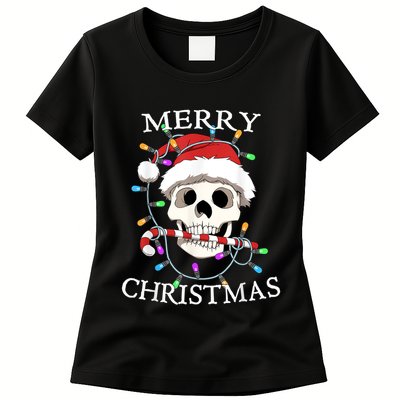 Merry Christmas Skull Skeleton Womens T-Shirt