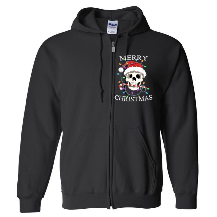 Merry Christmas Skull Skeleton Full Zip Hoodie