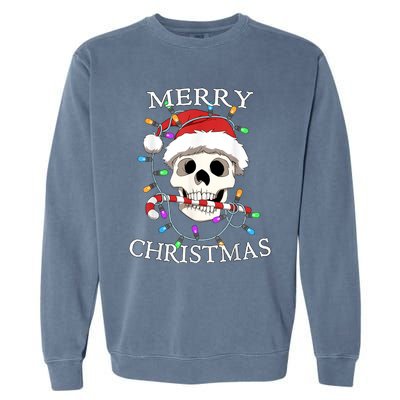 Merry Christmas Skull Skeleton Garment-Dyed Sweatshirt