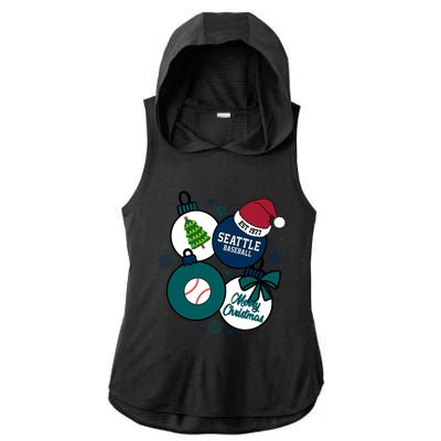 Merry Christmas Seattle Baseball Est 1977 Ladies PosiCharge Tri-Blend Wicking Draft Hoodie Tank