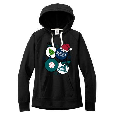 Merry Christmas Seattle Baseball Est 1977 Women's Fleece Hoodie