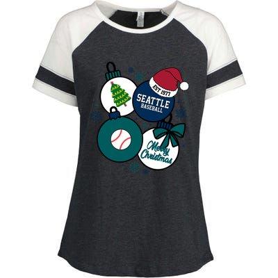 Merry Christmas Seattle Baseball Est 1977 Enza Ladies Jersey Colorblock Tee