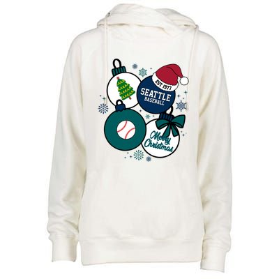 Merry Christmas Seattle Baseball Est 1977 Womens Funnel Neck Pullover Hood