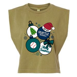 Merry Christmas Seattle Baseball Est 1977 Garment-Dyed Women's Muscle Tee