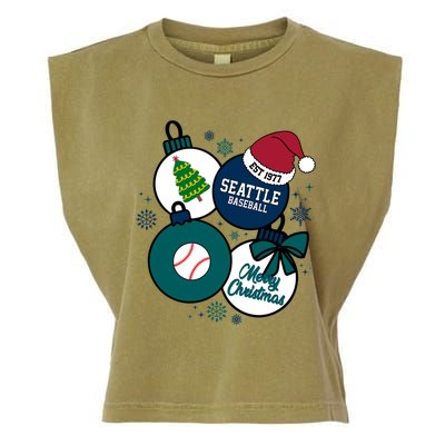 Merry Christmas Seattle Baseball Est 1977 Garment-Dyed Women's Muscle Tee