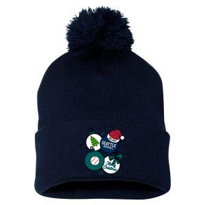 Merry Christmas Seattle Baseball Est 1977 Pom Pom 12in Knit Beanie