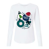 Merry Christmas Seattle Baseball Est 1977 Womens Cotton Relaxed Long Sleeve T-Shirt