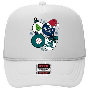 Merry Christmas Seattle Baseball Est 1977 High Crown Mesh Back Trucker Hat