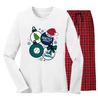 Merry Christmas Seattle Baseball Est 1977 Women's Long Sleeve Flannel Pajama Set 