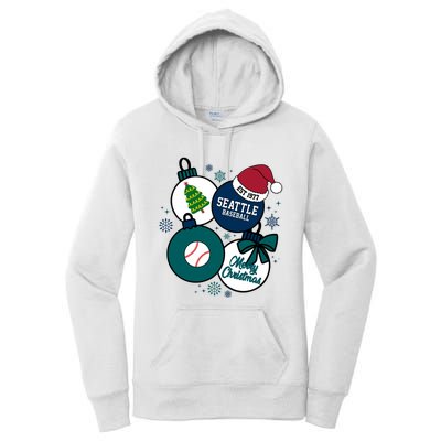 Merry Christmas Seattle Baseball Est 1977 Women's Pullover Hoodie