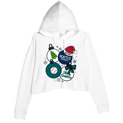 Merry Christmas Seattle Baseball Est 1977 Crop Fleece Hoodie