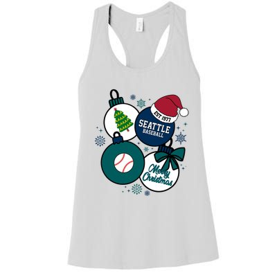 Merry Christmas Seattle Baseball Est 1977 Women's Racerback Tank