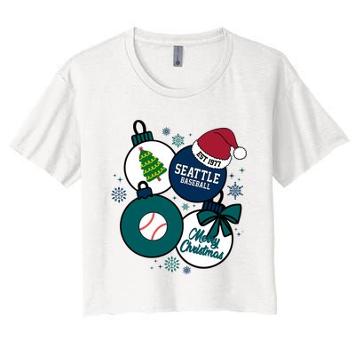 Merry Christmas Seattle Baseball Est 1977 Women's Crop Top Tee