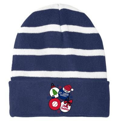 Merry Christmas St Louis Baseball Est 1882 Striped Beanie with Solid Band