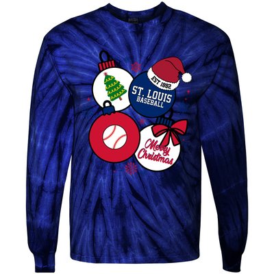 Merry Christmas St Louis Baseball Est 1882 Tie-Dye Long Sleeve Shirt