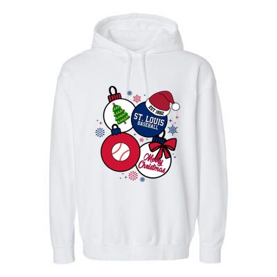 Merry Christmas St Louis Baseball Est 1882 Garment-Dyed Fleece Hoodie