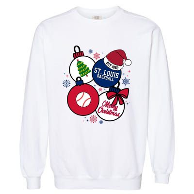 Merry Christmas St Louis Baseball Est 1882 Garment-Dyed Sweatshirt