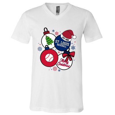 Merry Christmas St Louis Baseball Est 1882 V-Neck T-Shirt