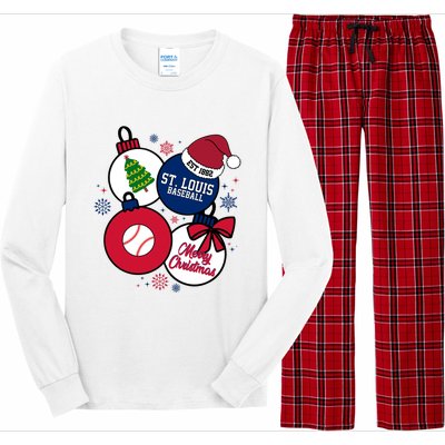 Merry Christmas St Louis Baseball Est 1882 Long Sleeve Pajama Set