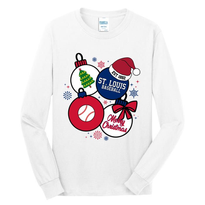 Merry Christmas St Louis Baseball Est 1882 Tall Long Sleeve T-Shirt