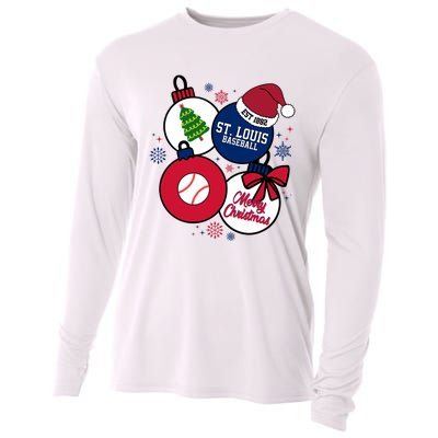 Merry Christmas St Louis Baseball Est 1882 Cooling Performance Long Sleeve Crew