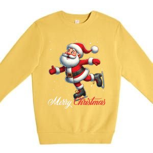 Merry Christmas Snow Santa Claus Ice Skating Ice Skater Premium Crewneck Sweatshirt