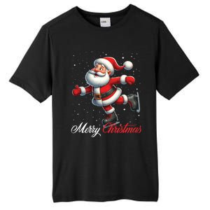 Merry Christmas Snow Santa Claus Ice Skating Ice Skater Tall Fusion ChromaSoft Performance T-Shirt