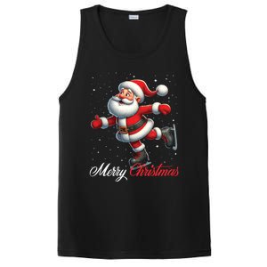 Merry Christmas Snow Santa Claus Ice Skating Ice Skater PosiCharge Competitor Tank