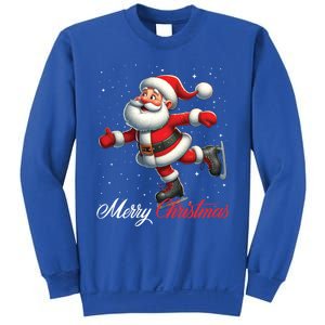 Merry Christmas Snow Santa Claus Ice Skating Ice Skater Sweatshirt